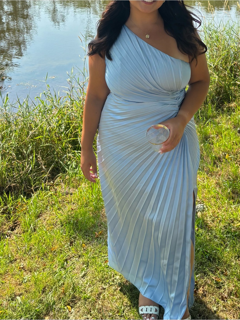 Abercrombie & Fitch One-Shoulder Formal Dress in Light Blue
